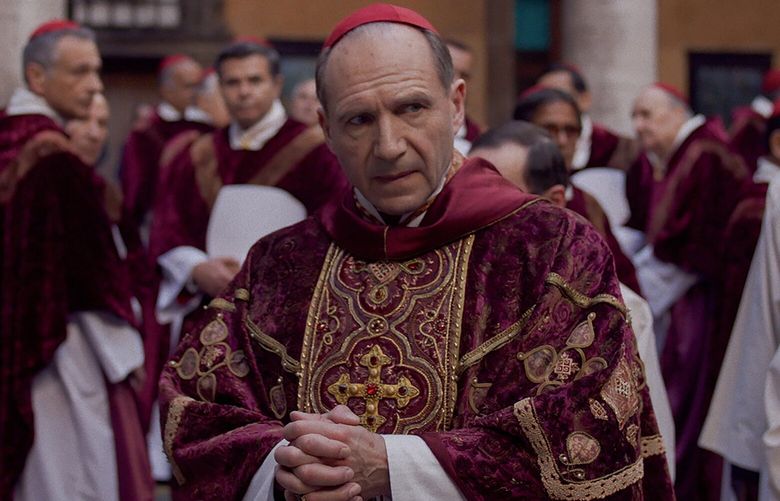 Ralph Fiennes stars as Cardinal Lawrence in director Edward Berger’s “Conclave,” a Focus Features release. (Handout/Focus Features/TNS) 140823145W 140823145W