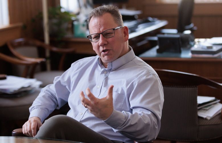 Chris Reykdal, the state superintendent of public instruction, is photographed at his offices in Olympia Wash. Thursday, March 7, 2024.  226040