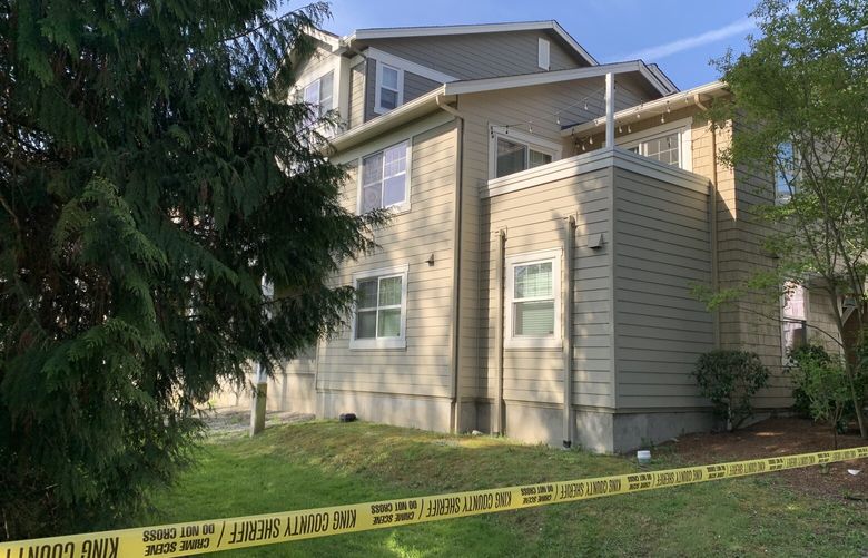 Police tape blocks off the area where three people died after a shooting Thursday night in Newcastle, seen on Friday April 25, 2025.