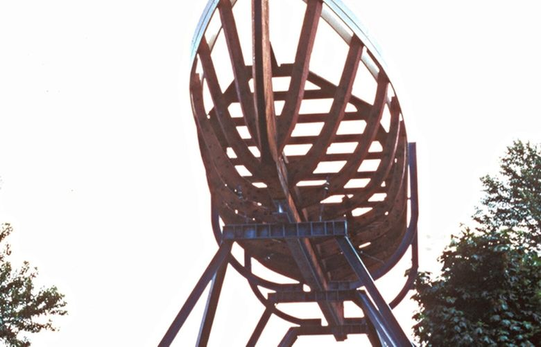 This is Donald Fels’ “Paragon,” which sits along the Duwamish River in West Seattle.