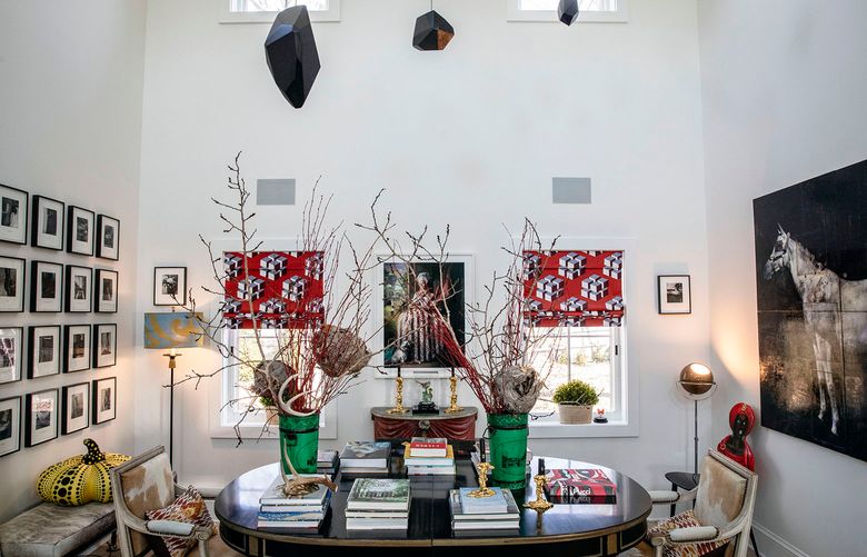 Her dining room functions as more of a casual library and gallery than a place for meals. (Lauren Lancaster/The New York Times)