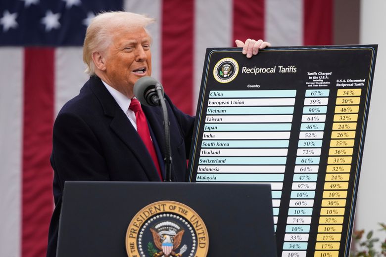 Trump announces sweeping new tariffs to promote US manufacturing, risking  inflation and trade wars | The Seattle Times