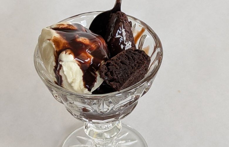 There are many uses for this chocolate sauce, including topping a sundae with cocoa brownies and sweet cream ice cream. (Jill Lightner)