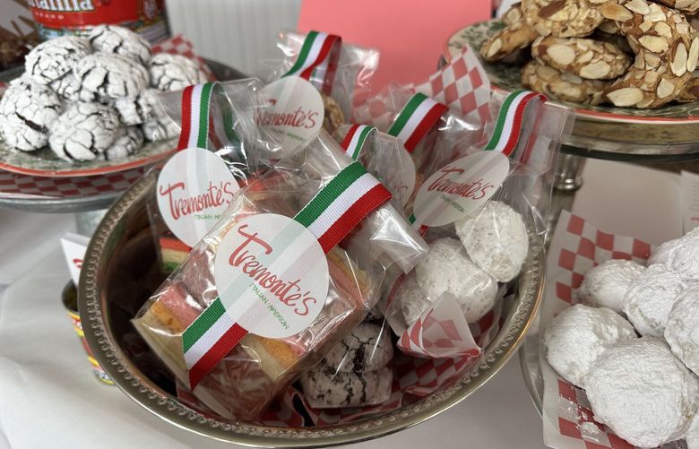 Tremonte’s Italian-American pop-up features beloved Italian cookies such as chocolate amaretti, Italian wedding cookies, mezza luna and rainbow cookies. (Jackie Varriano / The Seattle Times)