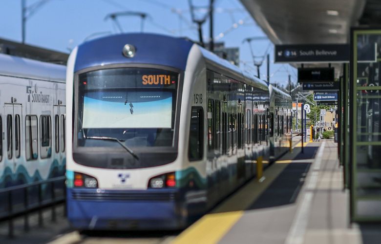 The Bel-Red Light Rail station Thursday morning in Redmond, Washington, on May 1, 2025. 229843 (Kevin Clark / The Seattle Times)