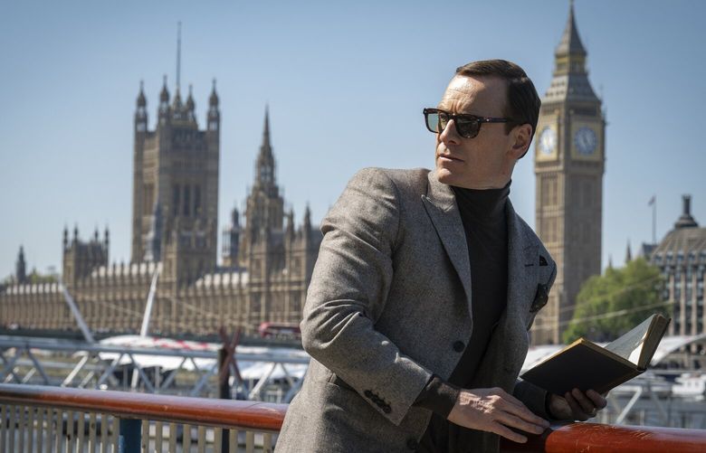 This image released by Focus Features shows Michael Fassbender in a scene from “Black Bag.” (Claudette Barius/Focus Features via AP) NYET504 NYET504