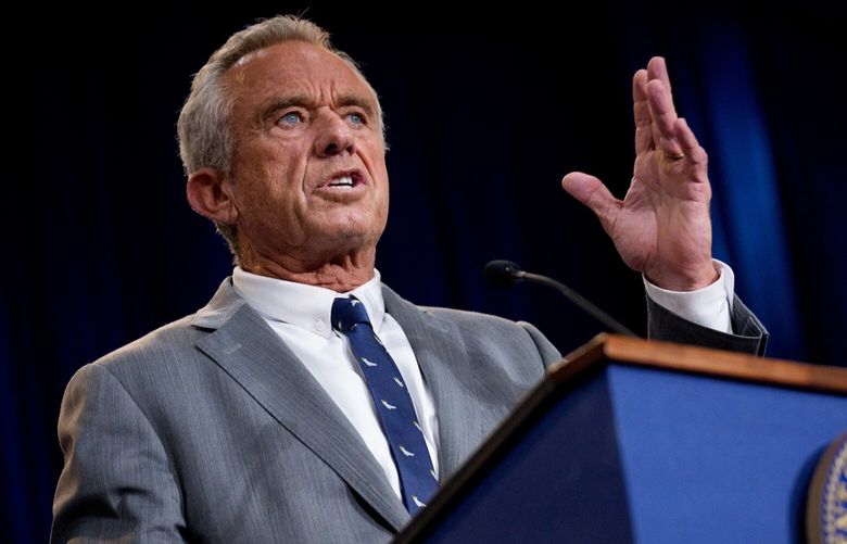 Health and Human Services Secretary Robert F. Kennedy Jr. speaks at a news conference at the Health and Human Services Department on April 22, 2025, in Washington, D.C. (Andrew Harnik/Getty Images/TNS) 141781408W 141781408W