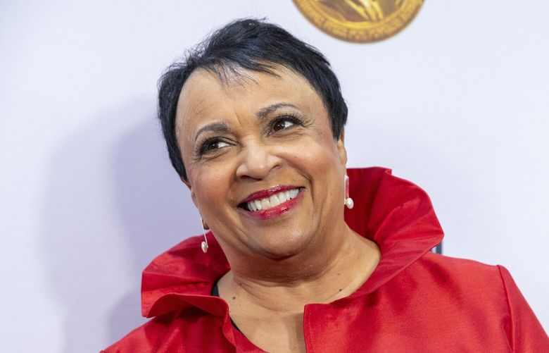 FILE – Librarian of Congress Carla Hayden arrives at the presentation of the Gershwin Prize, to be awarded to Joni Mitchell at DAR Constitution Hall in Washington March 1, 2023. (AP Photo/Amanda Andrade-Rhoades, File) WX132 WX132