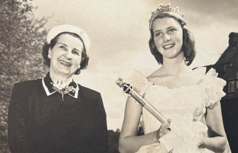The writer’s mother, Florence Lee Meyer, right, and grandmother, also named Florence, celebrating the younger Florence’s selection as the 1951 May Day Queen at Annie Wright Seminary (now Annie Wright Schools) in Tacoma. (Courtesy of Burr Henly)