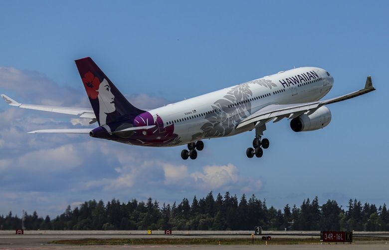 Alaska’s inaugural trans-Pacific flight takes off to Tokyo Monday afternoon at Seattle-Tacoma International Airport in SeaTac, Washington on May 12, 2025. 230068