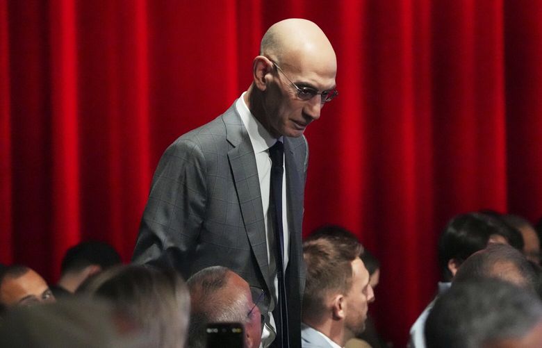 NBA Commissioner Adam Silver walks through the audience at the NBA basketball draft lottery in Chicago, Monday, May 12, 2025. (AP Photo/Nam Y. Huh) ILNH112 ILNH112