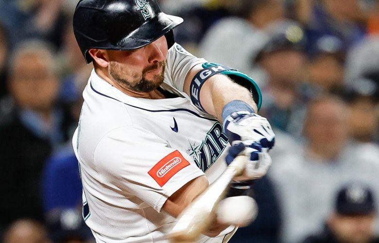 Cal Raleigh’s 2-run homer in the eighth made it 8-5 New York.  The New York Yankees played the Seattle Mariners in Major League Baseball Monday, May 12, 2025 at T-Mobile Park, in Seattle, WA. 230028