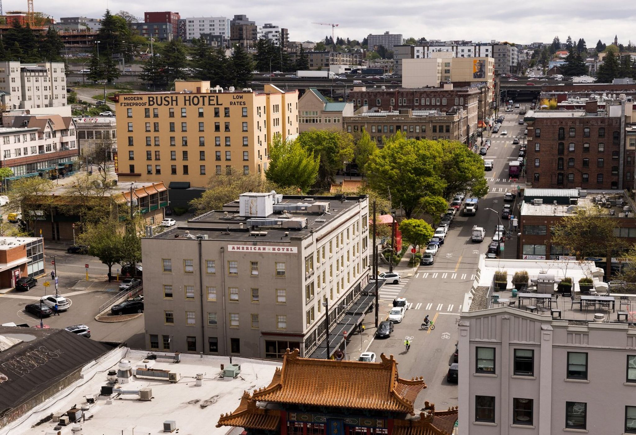 Starting in June, ambassadors will patrol the Chinatown International District daily. In addition to providing basic services like cleaning and wayfinding, they’ll also assist people in mental health crises or struggling with addiction. (Erika Schultz / The Seattle Times, 2023)