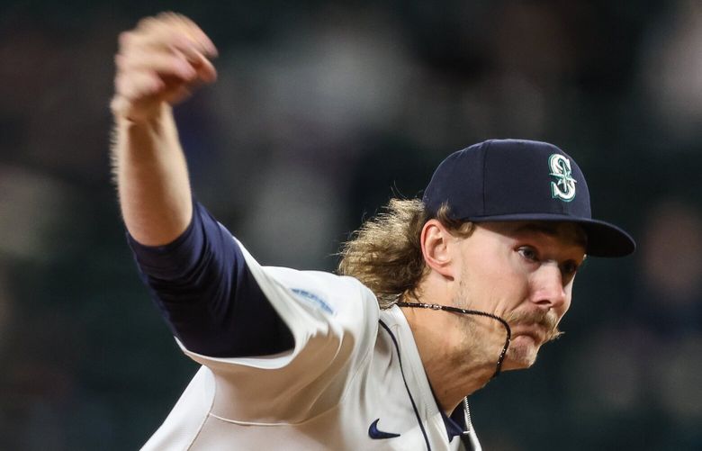 Bryce Miller gets the start for Seattle Tuesday against the Angels.  The Los Angeles Angels played the Seattle Mariners in Major League Baseball Tuesday, April 29, 2025 at T-Mobile Park, in Seattle, WA. 229850