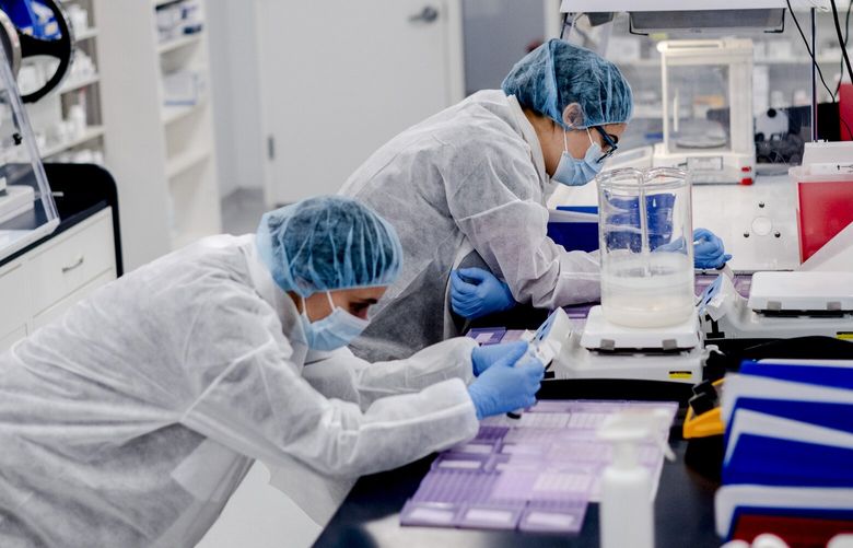 FILE — Technicians work at the Town Total Compounding Center in Woodbury, N.Y., March 31, 2025. In 2024, the United States invested nearly $1 trillion in research and development. (Hilary Swift/The New York Times)