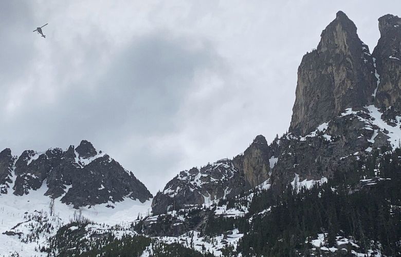 The Okanogan County Search and Rescue team responds to a climbing accident in the North Cascades mountains in Washington on Sunday, May 11, 2025. (Okanogan County Sheriff’s Office via AP) NYRL218 NYRL218