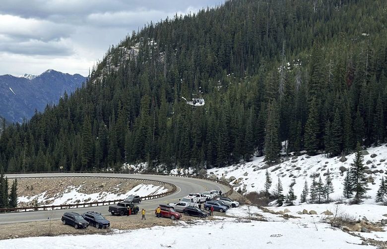The Okanogan County Search and Rescue team responds to a climbing accident in the North Cascades mountains in Washington on Sunday, May 11, 2025. (Okanogan County Sheriff’s Office via AP) NYRL217 NYRL217