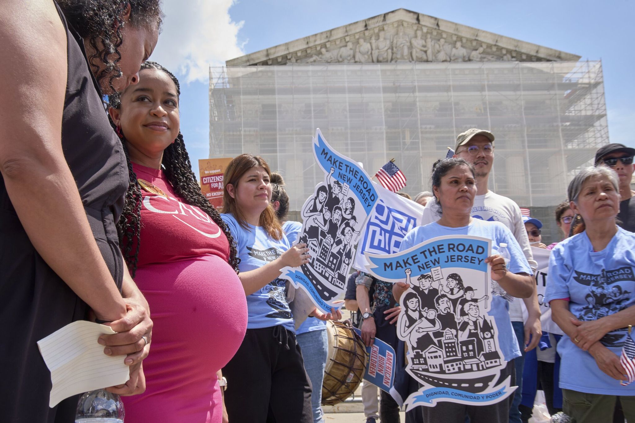 1 of 2  |People protest in support of birthright citizenship on Thursday, May 15, 2025, outside the Supreme Court in Washington. (Jacquelyn Martin / The Associated Press)
