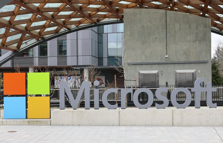 The latest completed construction on the Microsoft campus Thursday morning at the Microsoft campus in Redmond, Washington, on March 6, 2025. 