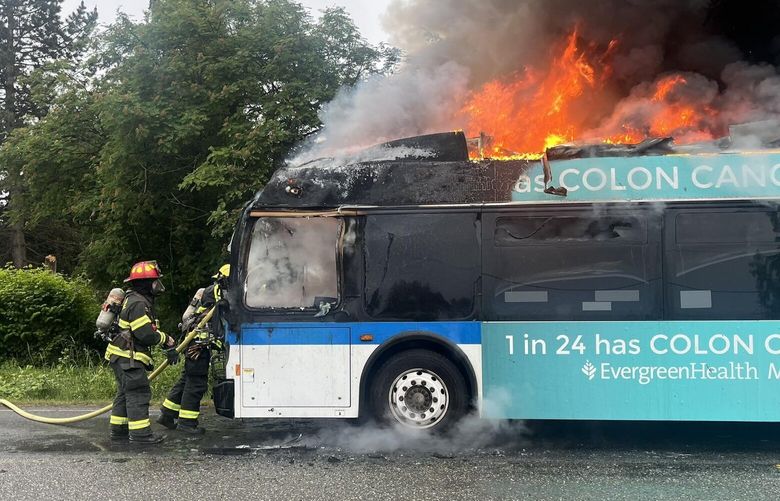A Community Transit bus caught fire on the 3700 block of Bickford Avenue in Snohomish County.