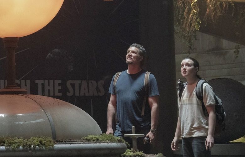 Pedro Pascal, left, and Bella Ramsey in Episode 6 of “The Last of Us” Season 2.