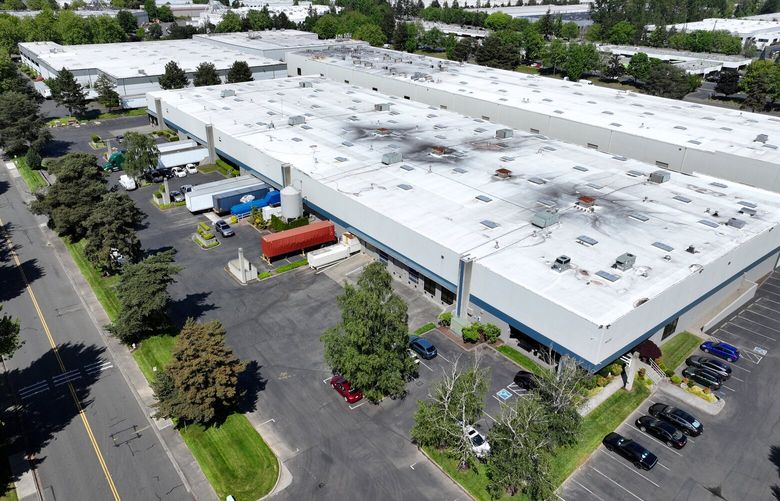 Aerial image of Eagle Beverage and Accessory Products located at 19220 64TH AVE S., in Kent on Wednesday, May 21, 2025. 230160