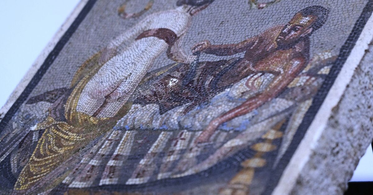 Roman-era mosaic panel with erotic theme that was stolen during World War II returns to Pompeii