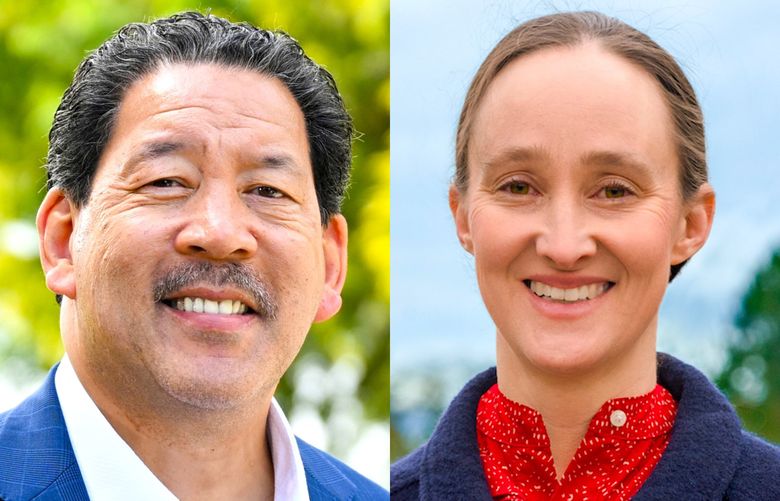 Alcalde de Seattle Coltar, Bruce Harrell, a la izquierda, y Katie Wilson. (Campaña de cortesía /)