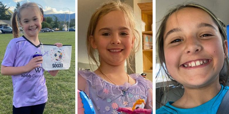 From left, Evelyn Decker, 8; Olivia Decker, 5; and Paityn Decker, 9.  (Courtesy Wenatchee Police Department)