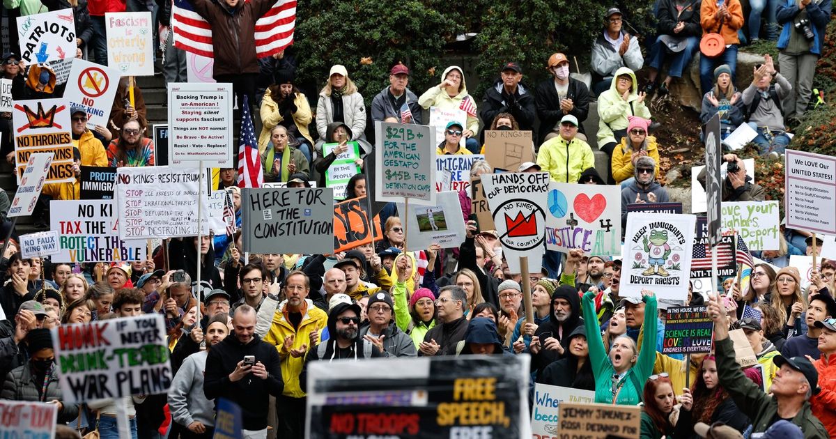 Another ‘No Kings’ protest stretches a mile through downtown Seattle