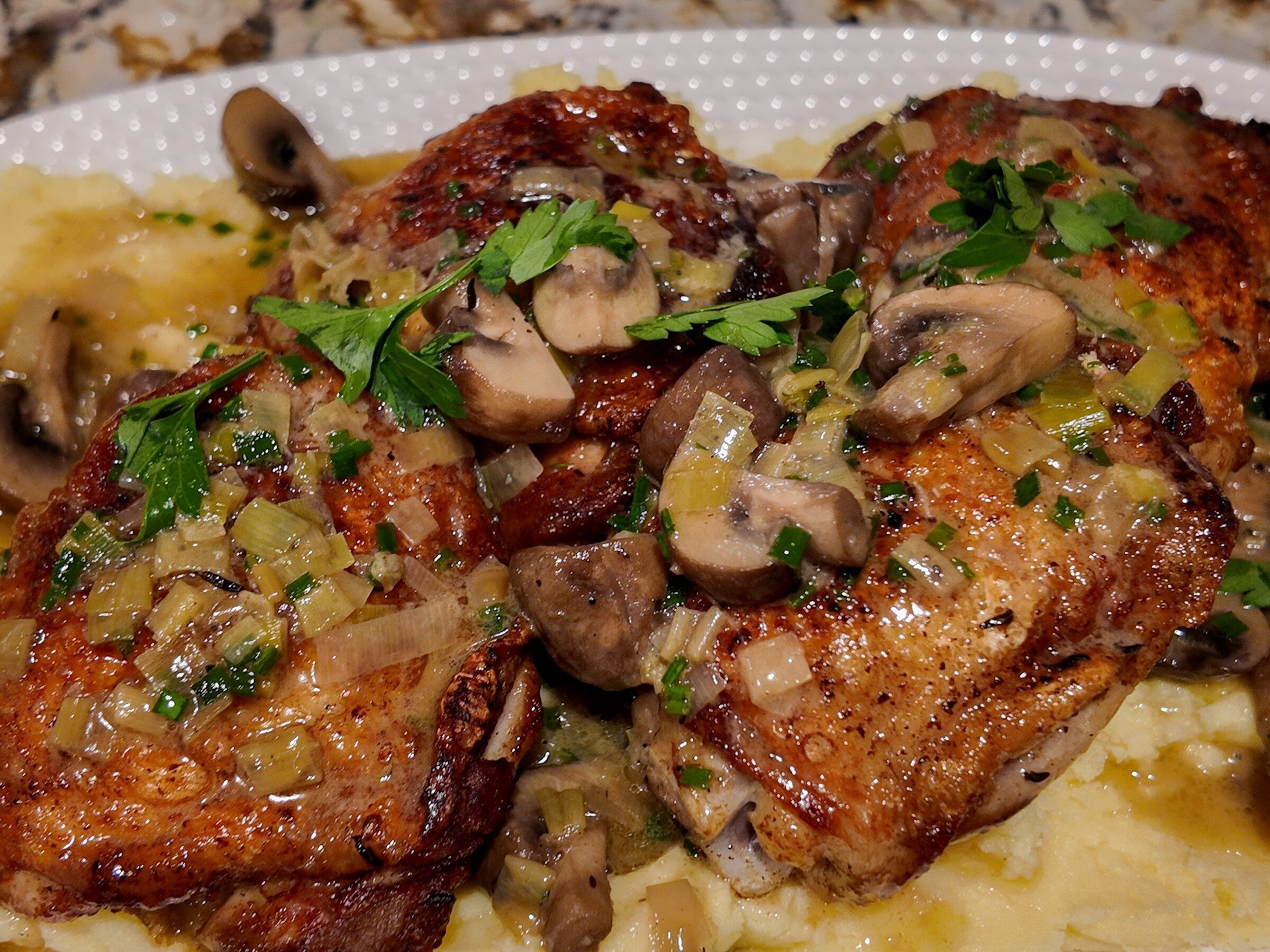 This pan-seared chicken with mushroom sauce is a weeknight winner