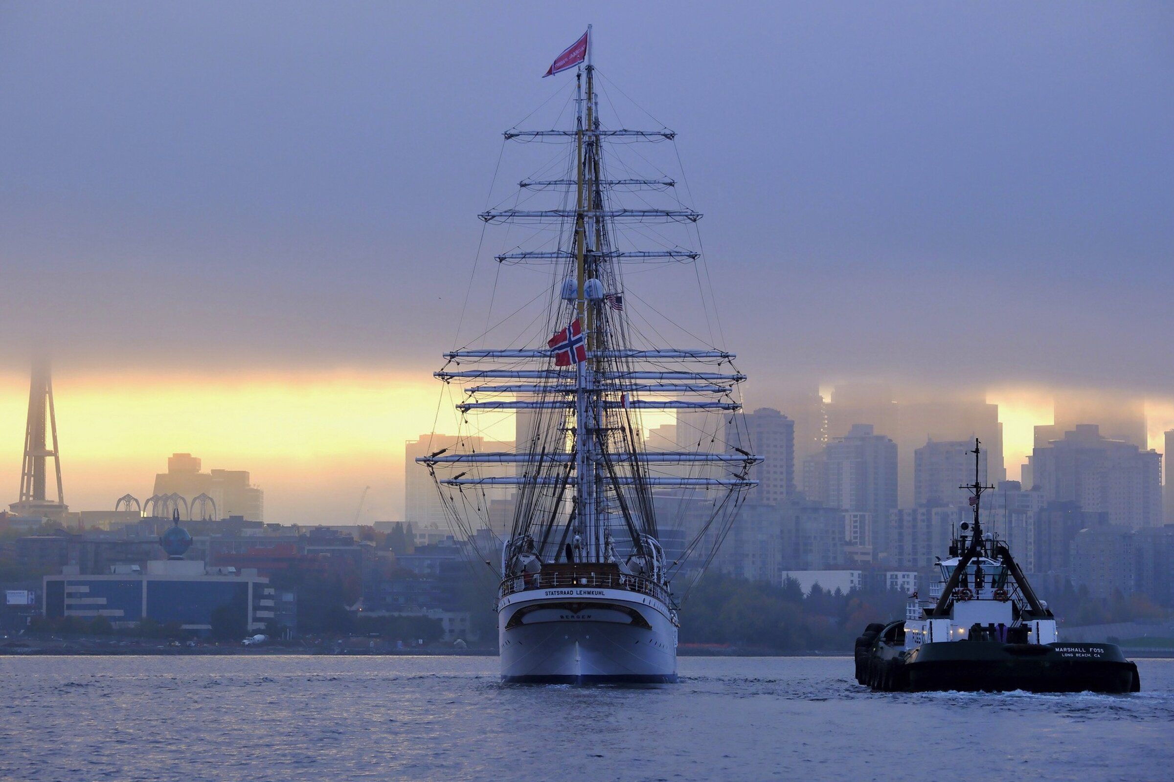 Century-old Norwegian tall ship, on world tour, docks in Seattle