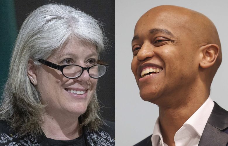 King County Councilmember Claudia Balducci, left, and King County Councilmember Girmay Zahilay are competing against each other for the county executive position currently held by Braddock.