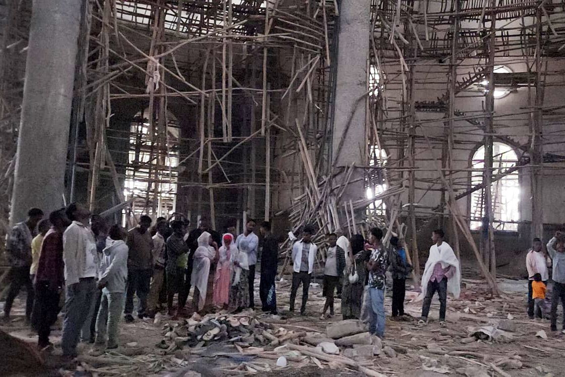 A collapse at a church under construction in Ethiopia kills at