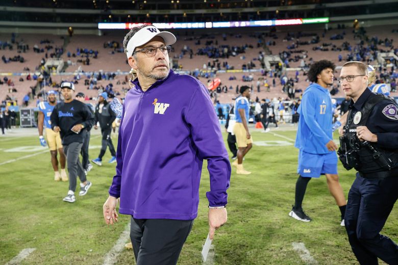 Jedd Fisch’s Huskies broke the spell of lost games at the Rose Bowl with a 48-14 drubbing of the Bruins. The University of Washington Huskies played UCLA in Big-Ten football Saturday, Nov. 22, 2025 at the Rose Bowl, in Pasadena. (Dean Rutz / The Seattle Times)
