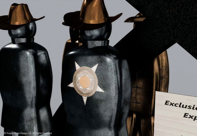 Artist’s rendering of the 14-foot Chinese American Legacy Artwork Project art installation. (Stewart Wong / Purple Moon Design LLC)