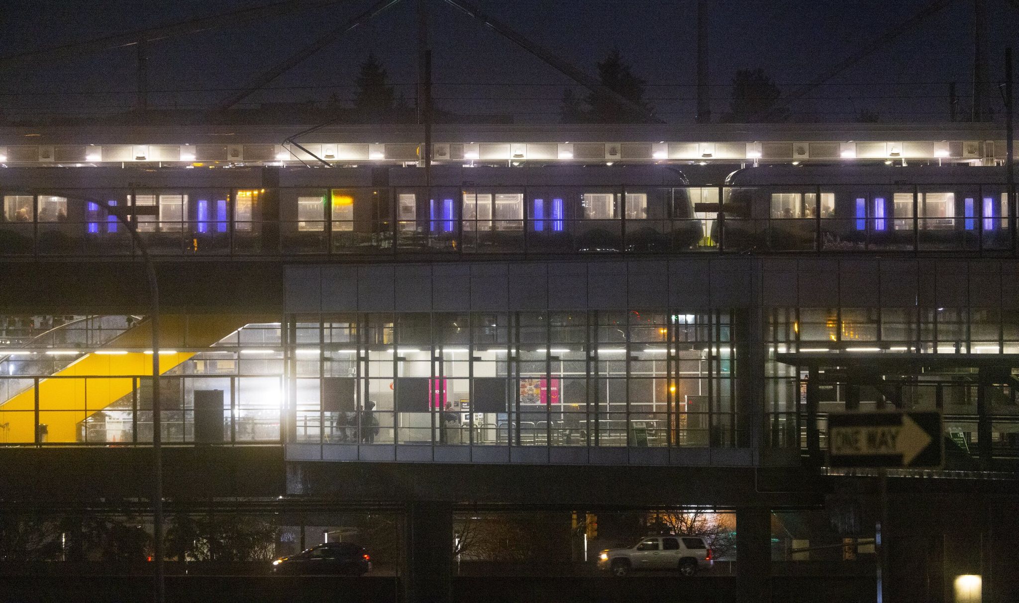 Top image: a southbound Sound Transit light rail train stops at the Sea-Tac light rail station last month. (Ellen M. Banner / The Seattle Times)