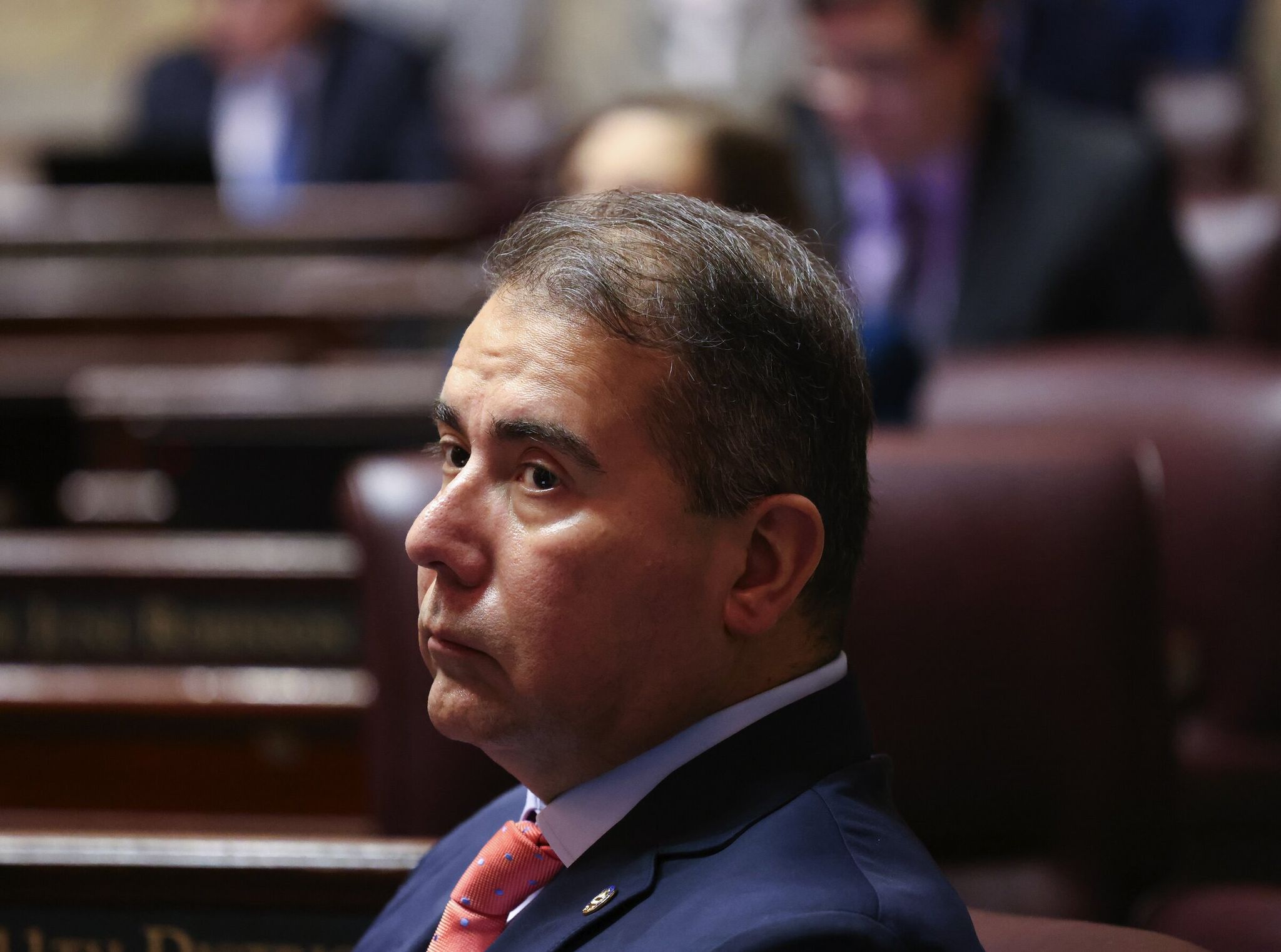 Sen. Adrian Cortes, a Democrat from Battle Ground, during the opening of the 2025 legislative session in Olympia. (Ken Lambert / The Seattle Times)