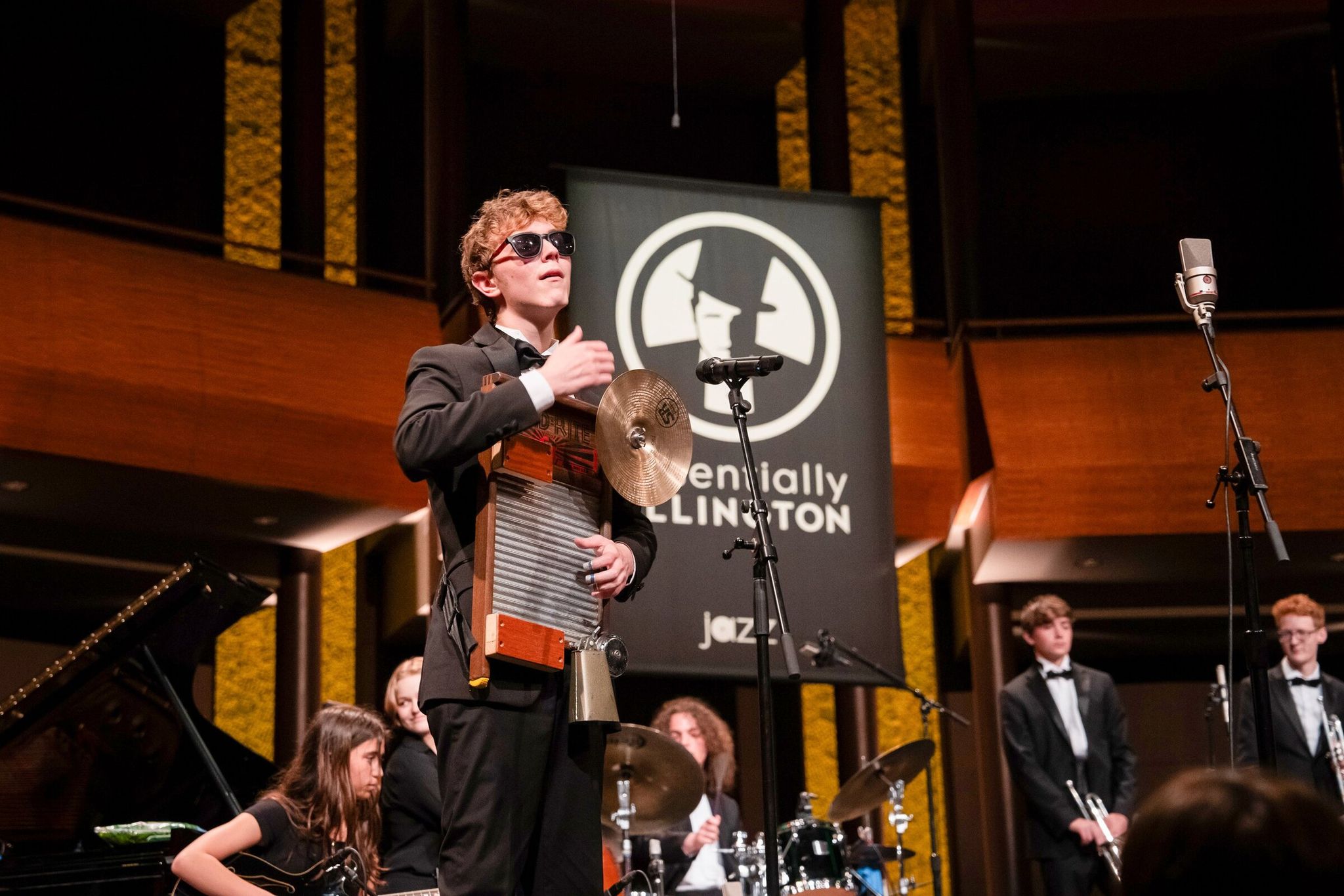 The Roosevelt High School band performs at the Essentially Ellington High School Jazz Band Competition and Festival at Lincoln Center in New York.  (Gilberto Tadday / Jazz at Lincoln Center, 2024)