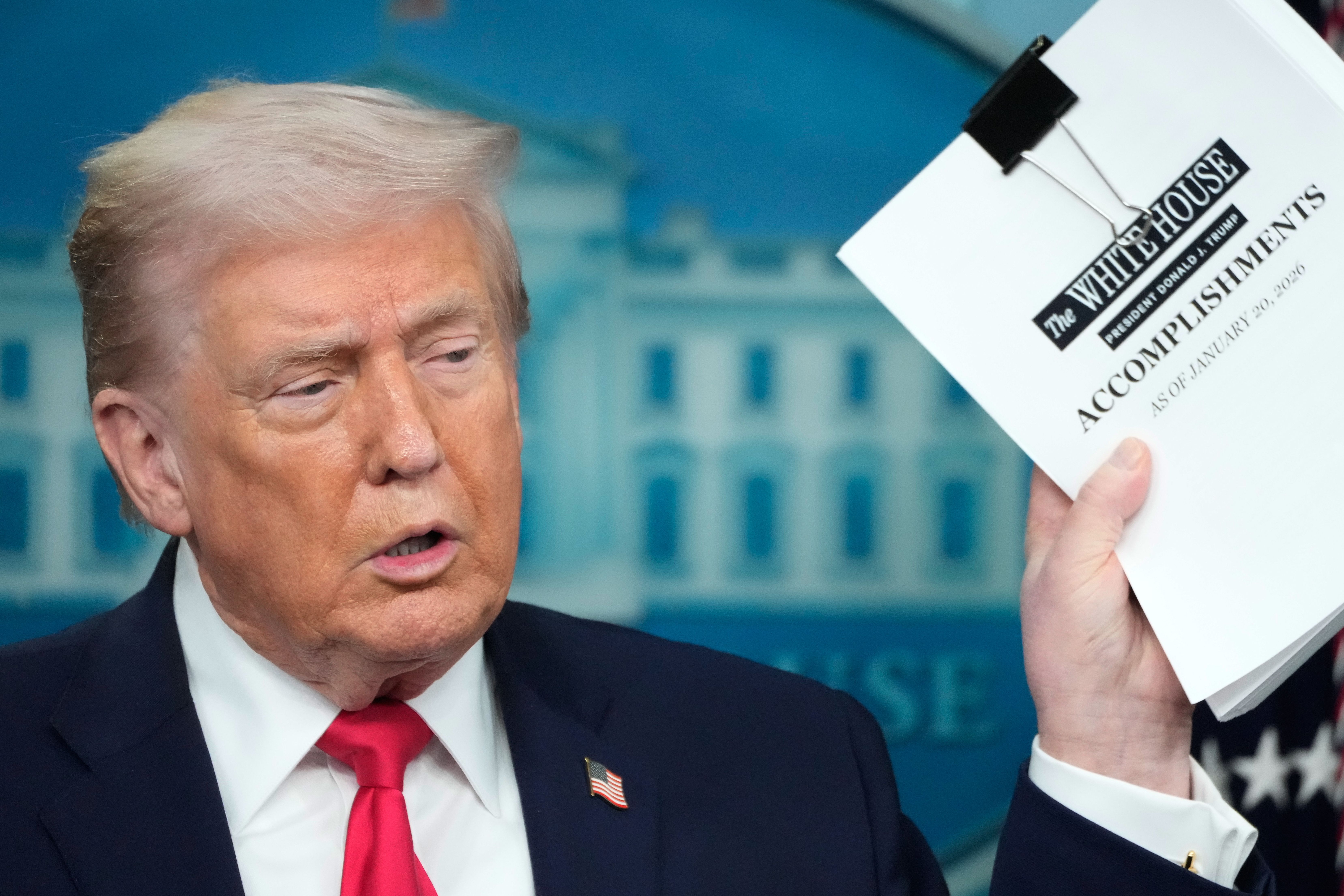 FACT FOCUS: Trump highlights familiar false claims as he reviews