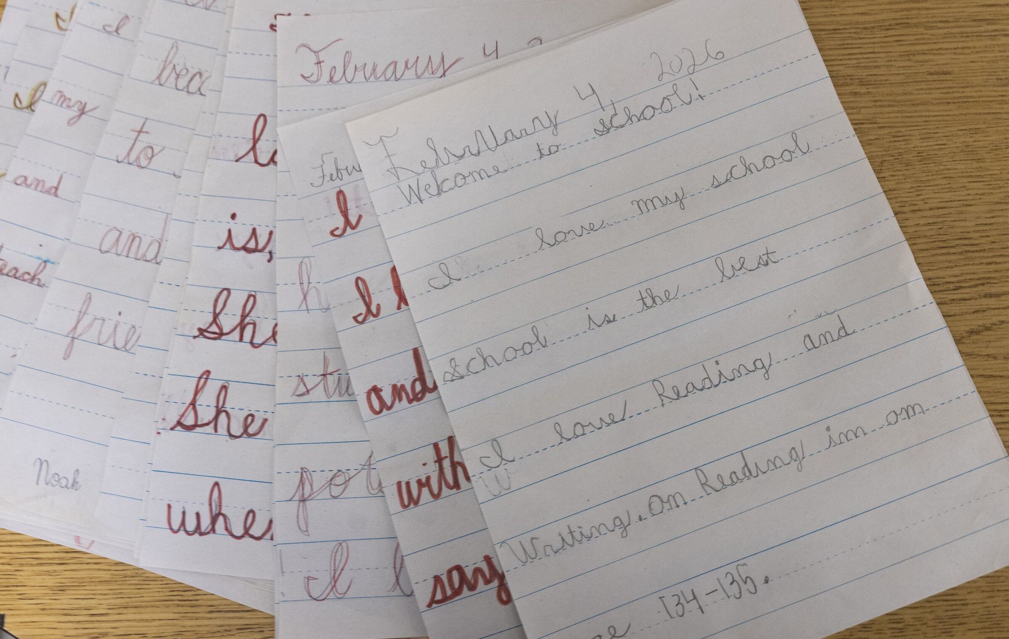 Students at Lafayette Elementary in West Seattle wrote letters welcoming the new Seattle Public Schools superintendent Ben Schuldtner. (Ellen M. Banner / The Seattle Times)