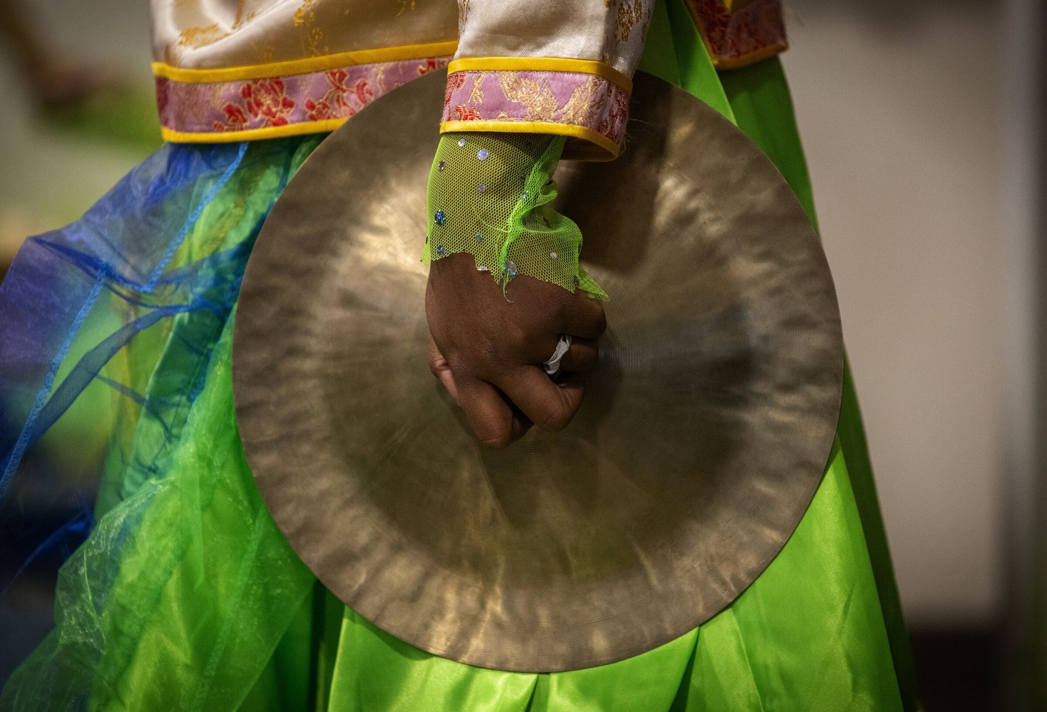 A student musician prepares to perform at the Lunar New Year celebration at Dearborn Park International Elementary. (Ken Lambert / The Seattle Times)