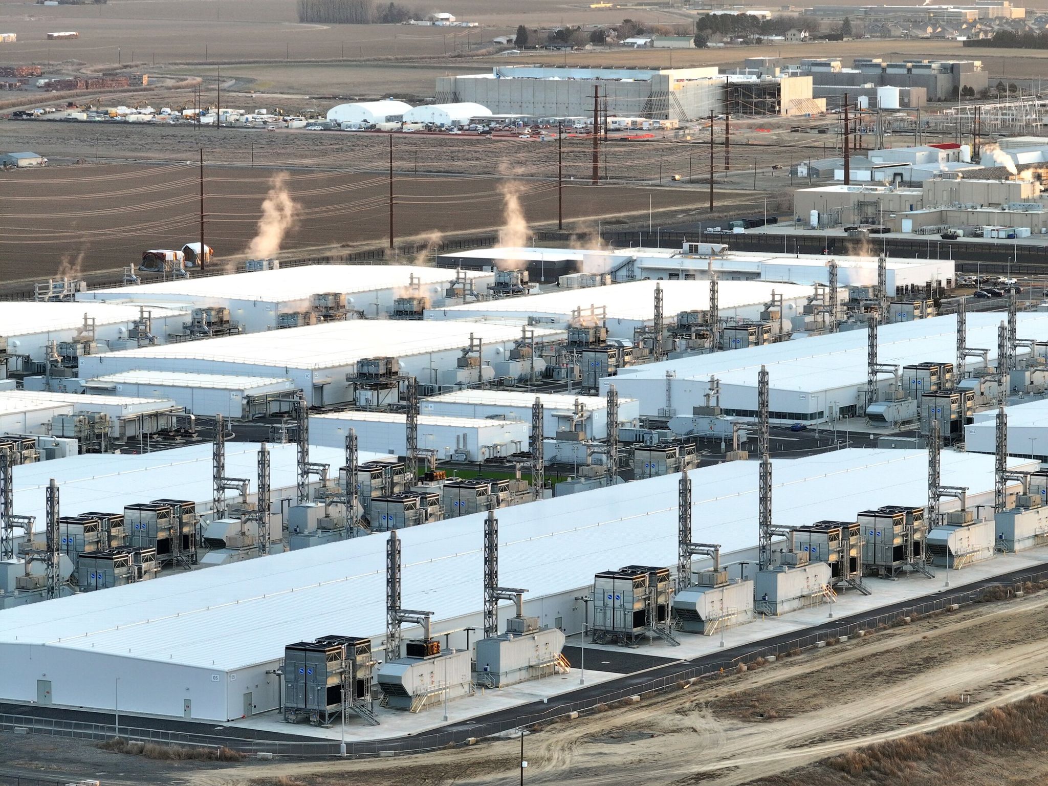 Microsoft data center in Quincy, Grant County. The company’s demand for electricity is expected to surge as it expands data centers in the global AI race. (Karen Ducey / The Seattle Times, 2024)