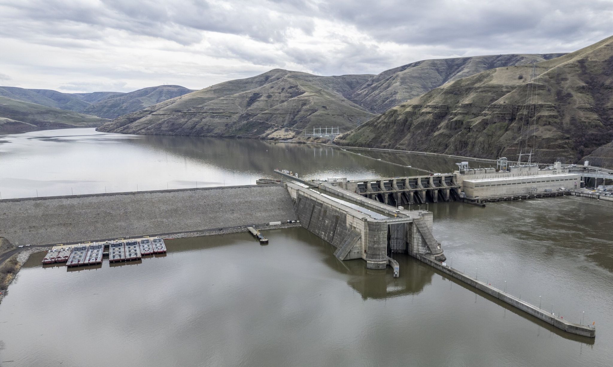 Lower Granite Dam on the Snake River in Colton, Washington, March 4, 2025. (Kevin Clark / The Seattle Times)