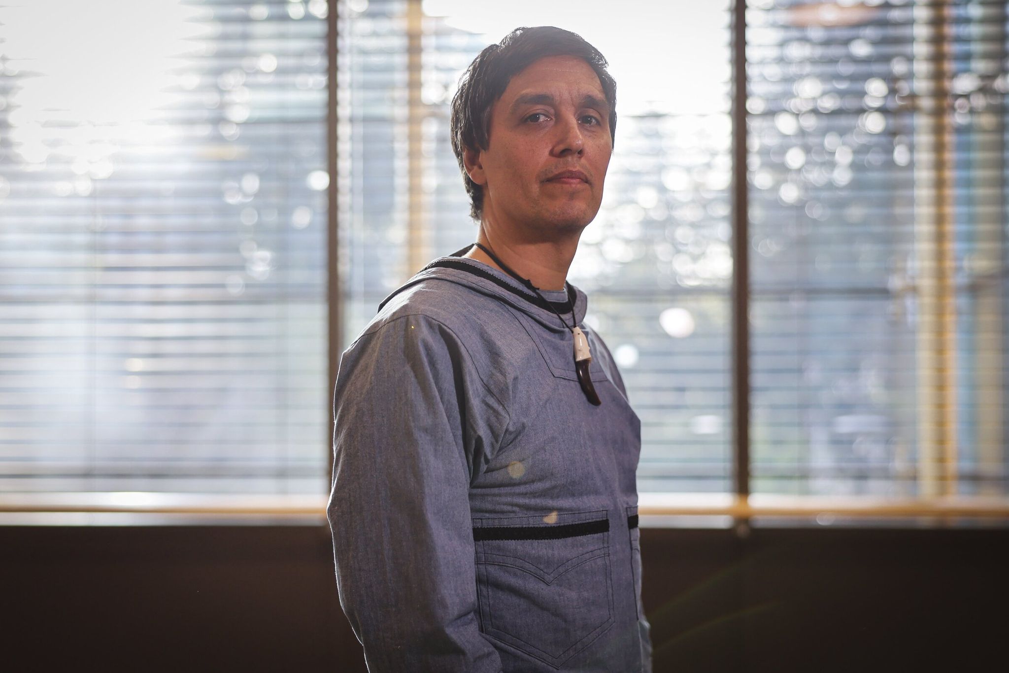 Simon Linge, a singer‑songwriter raised in Greenland, holder of Danish‑American dual citizenship, living in Port Townsend, pictured in Seattle on Feb. 19. (Kevin Clark / The Seattle Times)