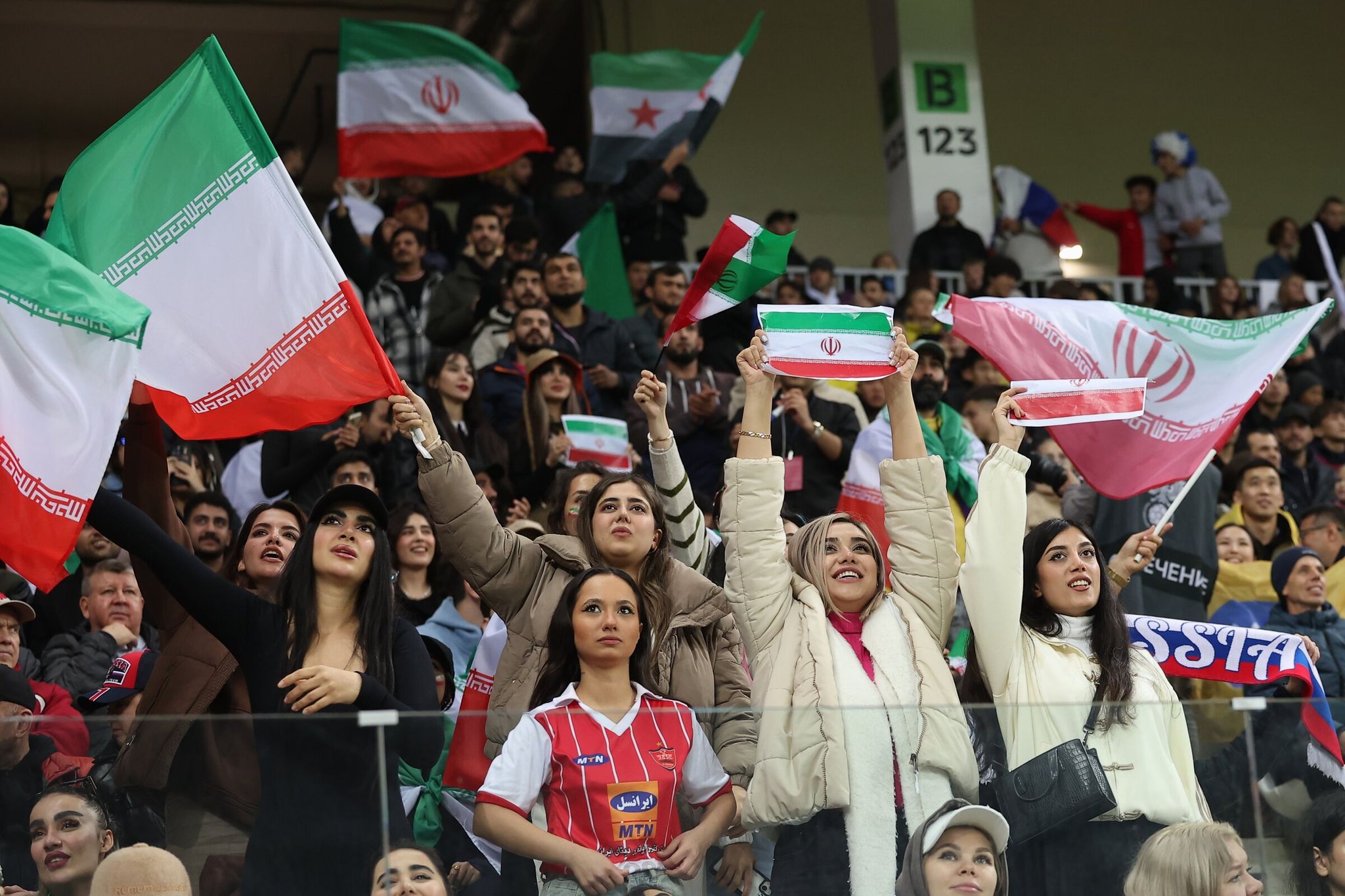 Iran’s fans attend a soccer match between Russia and Iran at Volgograd Arena in Volgograd, Russia. The attacks by the United States and Israel on Iran could potentially have an impact on the FIFA Men’s World Cup and at least one match scheduled to be played in Seattle at Lumen Field. (The Associated Press, 2025)