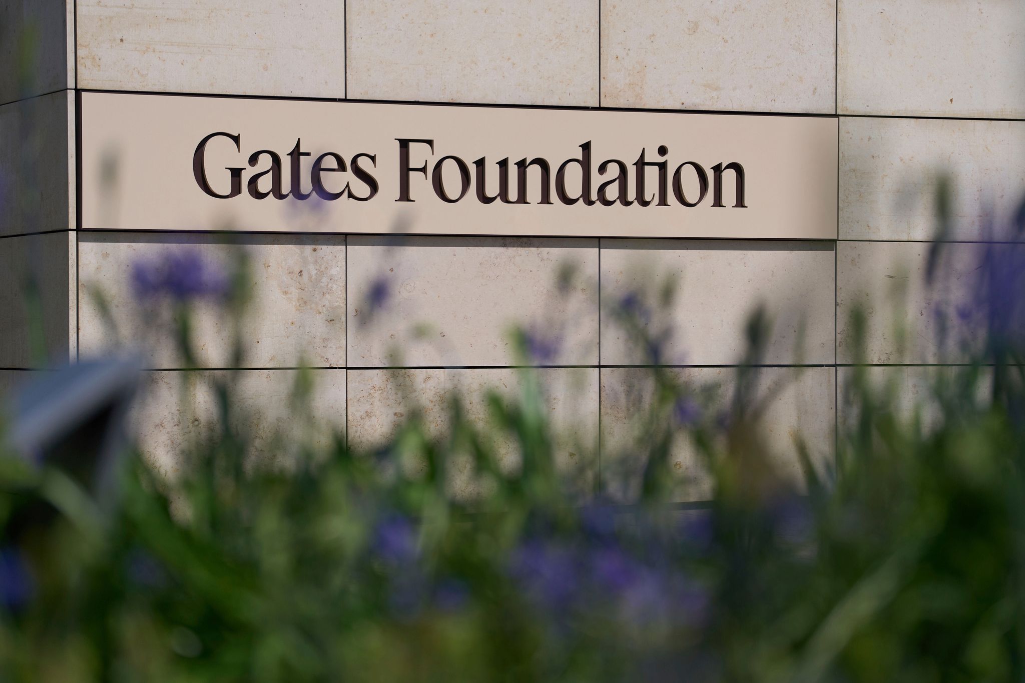 Gates Foundation campus sign is visible in Seattle. (AP Photo/Lindsey Wasson, archive)