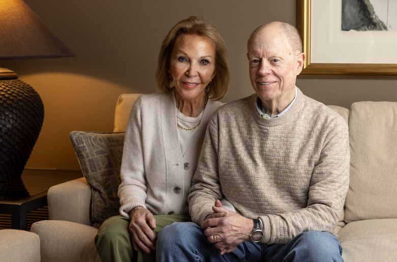 Frank Blethen, retired publisher of The Seattle Times, lives on Mercer Island with his wife, Charlene. (Nick Wagner / The Seattle Times)