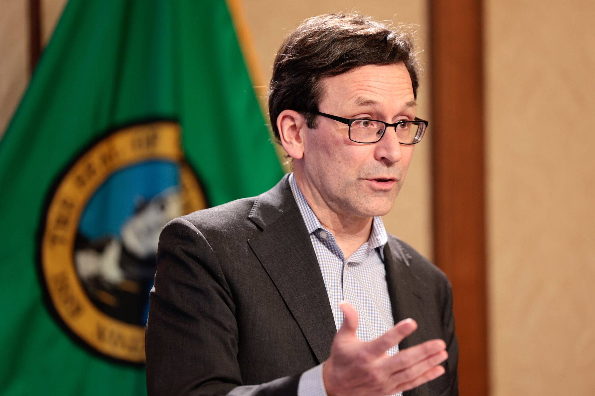 Gov. Bob Ferguson, seen here in February, says he will sign a new version of the “millionaire’s tax” bill that was made public on Friday. (Karen Ducey / The Seattle Times)