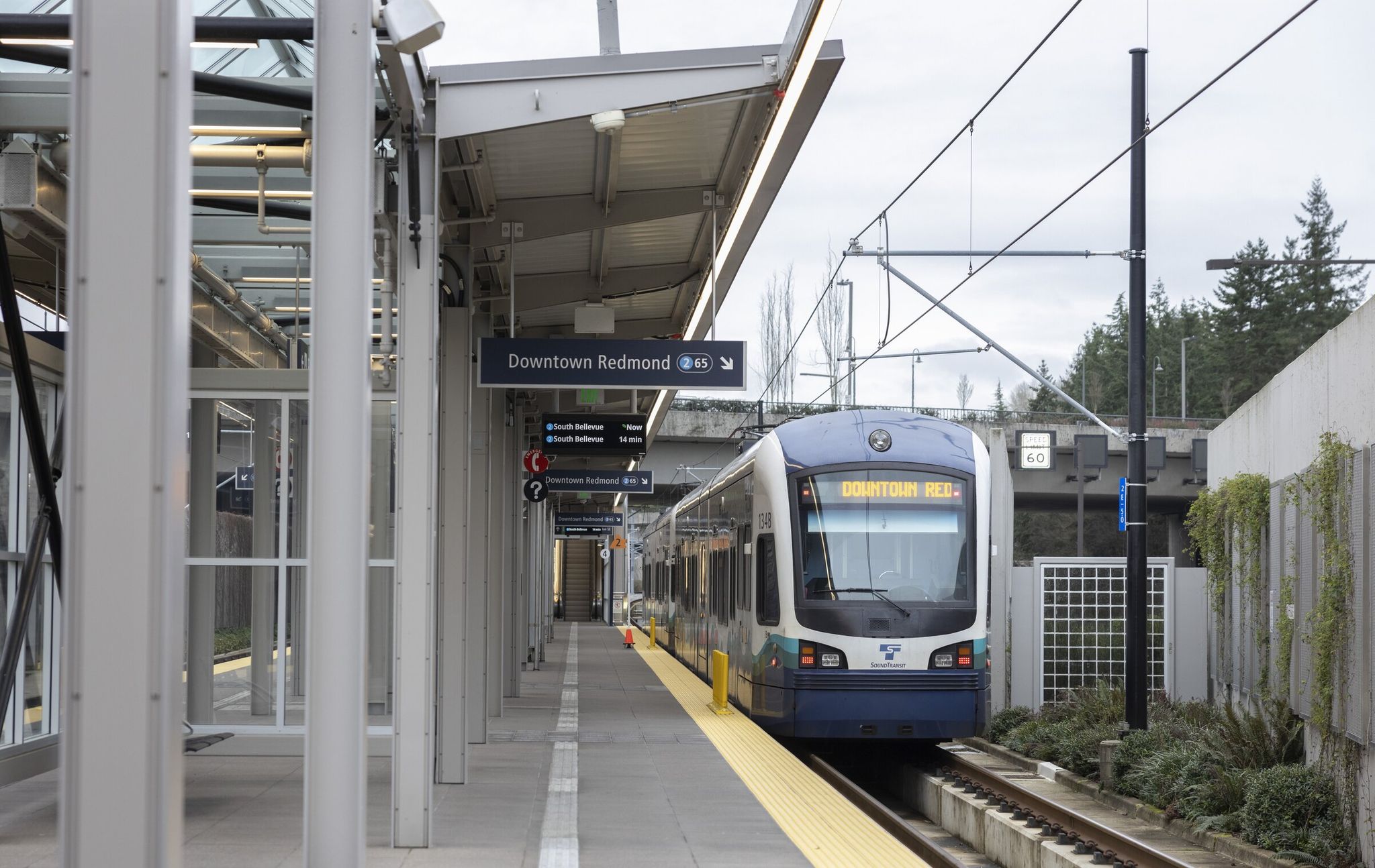 Mercer Island station, shown here, and Judkins Park station in Seattle are set to open this Saturday. (Ellen M. Banner / The Seattle Times)